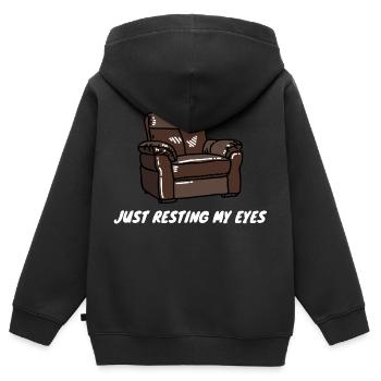 Just Resting My Eyes - Kids Premium Organic Zip-up Hoodie - black - Back - AI Model Kid Male (0cm)