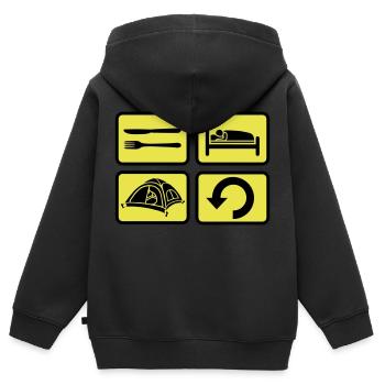 Wildnis zelten täglich wiederholen - Kinder Premium Organic Zip Hoodie - Schwarz - Hinten - AI Model Kid Male (0cm)