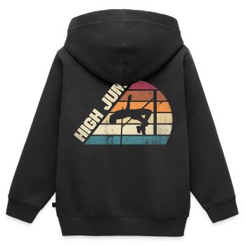 High Jumping Jumper Track and Field High Jump - Kinder Premium Organic Zip Hoodie - Schwarz - Hinten - AI Model Kid Male (0cm)