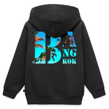 Bangkok - Kinder Premium Organic Zip Hoodie - Schwarz - Hinten - AI Model Kid Male (0cm)