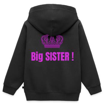 Big Sister Design Mode - Sweat Premium à capuche zippé enfant bio - noir - Dos - AI Model Kid Male (0cm)