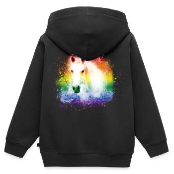 buntes Pferd ,Schimmel, Pferd ,regenbogen,grafftit - Kinder Premium Organic Zip Hoodie - Schwarz - Hinten - AI Model Kid Male (0cm)
