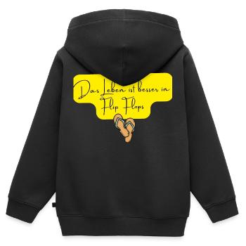 Flip Flop - Kinder Premium Organic Zip Hoodie - Schwarz - Hinten - AI Model Kid Male (0cm)