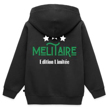 militaire édition limitée - Sweat Premium à capuche zippé enfant bio - noir - Dos - AI Model Kid Male (0cm)
