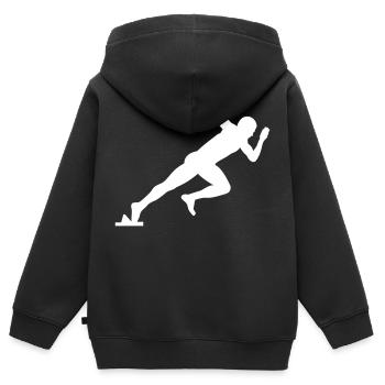 Sprint Runners - Kids Premium Organic Zip-up Hoodie - black - Back - AI Model Kid Male (0cm)