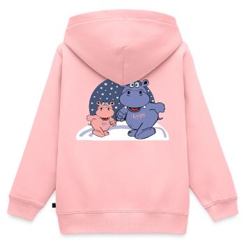 zwei nilpferde im schnee mit herzen - Kinder Premium Organic Zip Hoodie - Rosa - Hinten - AI Model Kid Female (0cm)