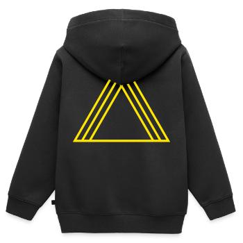 Gelbes Dreieck Heilige Geometrie Berge - Kinder Premium Organic Zip Hoodie - Schwarz - Hinten - AI Model Kid Male (0cm)