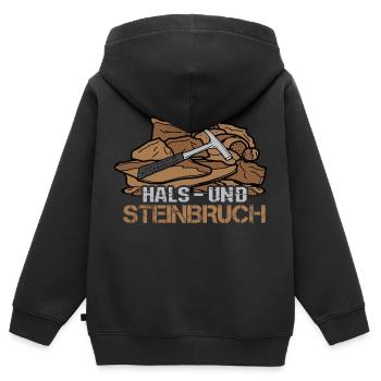 Hals- und Steinbruch - Geologe Petrologie Geologie - Kinder Premium Organic Zip Hoodie - Schwarz - Hinten - AI Model Kid Male (0cm)