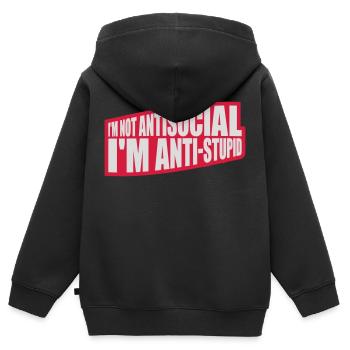 pas antisocial anti-stupide - Sweat Premium à capuche zippé enfant bio - noir - Dos - AI Model Kid Male (0cm)