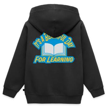 beautiful day for learning - Kids Premium Organic Zip-up Hoodie - black - Back - AI Model Kid Male (0cm)