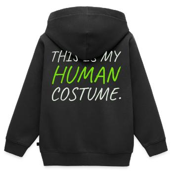 C’EST MON COSTUME HUMAIN *Joyeux Halloween* - Sweat Premium à capuche zippé enfant bio - noir - Dos - AI Model Kid Male (0cm)