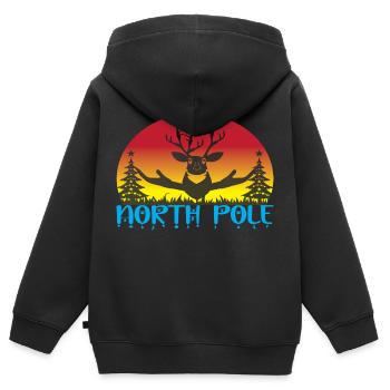 North Pole - Kinder Premium Organic Zip Hoodie - Schwarz - Hinten - AI Model Kid Male (0cm)