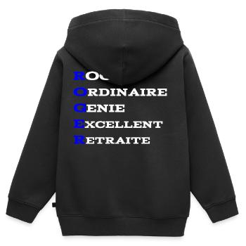 Roger the best - Sweat Premium à capuche zippé enfant bio - noir - Dos - AI Model Kid Male (0cm)