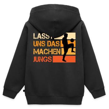 Fußball Lasst uns das machen Jungs - Kinder Premium Organic Zip Hoodie - Schwarz - Hinten - AI Model Kid Male (0cm)