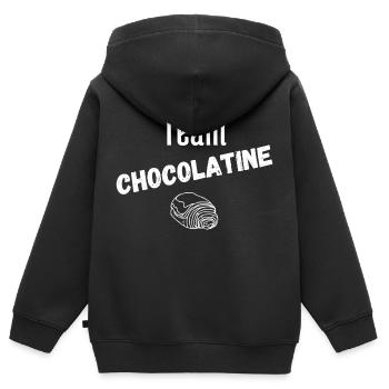 Team chocolatine - Sweat Premium à capuche zippé enfant bio - noir - Dos - AI Model Kid Male (0cm)