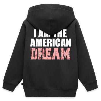 Je suis le rêve américain - Sweat Premium à capuche zippé enfant bio - noir - Dos - AI Model Kid Male (0cm)