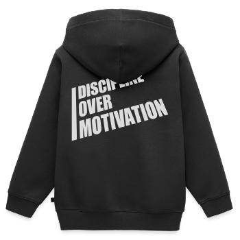 Citation de discipline sur la motivation - Sweat Premium à capuche zippé enfant bio - noir - Dos - AI Model Kid Male (0cm)