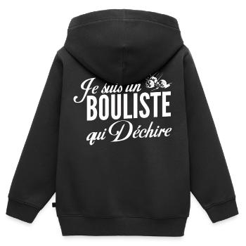je suis un bouliste qui déchire - Sweat Premium à capuche zippé enfant bio - noir - Dos - AI Model Kid Male (0cm)