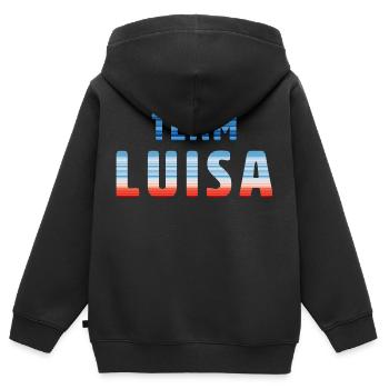 Team Luisa | Warming Stripes - Kinder Premium Organic Zip Hoodie - Schwarz - Hinten - AI Model Kid Male (0cm)
