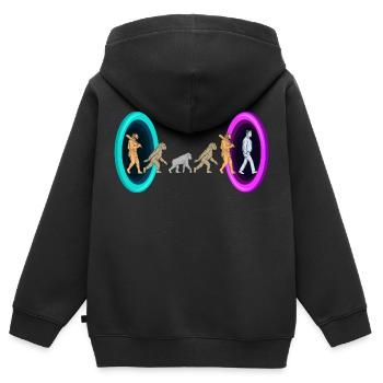 Evolution durch Portale - Kinder Premium Organic Zip Hoodie - Schwarz - Hinten - AI Model Kid Male (0cm)
