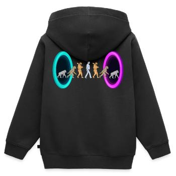 Evolution durch Portale - Kinder Premium Organic Zip Hoodie - Schwarz - Hinten - AI Model Kid Male (0cm)