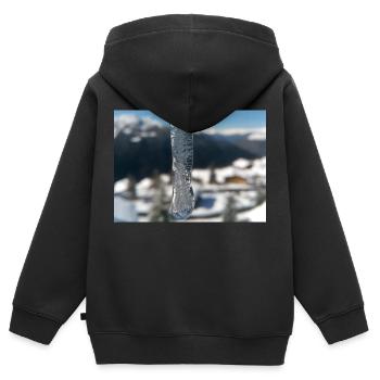Streetwear ICE DROP - Kinder Premium Organic Zip Hoodie - Schwarz - Hinten - AI Model Kid Male (0cm)