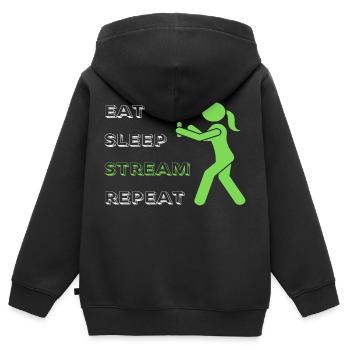 Manger le flux de sommeil Répéter - Sweat Premium à capuche zippé enfant bio - noir - Dos - AI Model Kid Male (0cm)