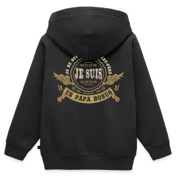 Je Suis Un Papa Bonus - Sweat Premium à capuche zippé enfant bio - noir - Dos - AI Model Kid Male (0cm)