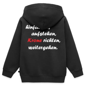 hinfallen, aufstehen, Krone richten, weitergehen - Kinder Premium Organic Zip Hoodie - Schwarz - Hinten - AI Model Kid Male (0cm)