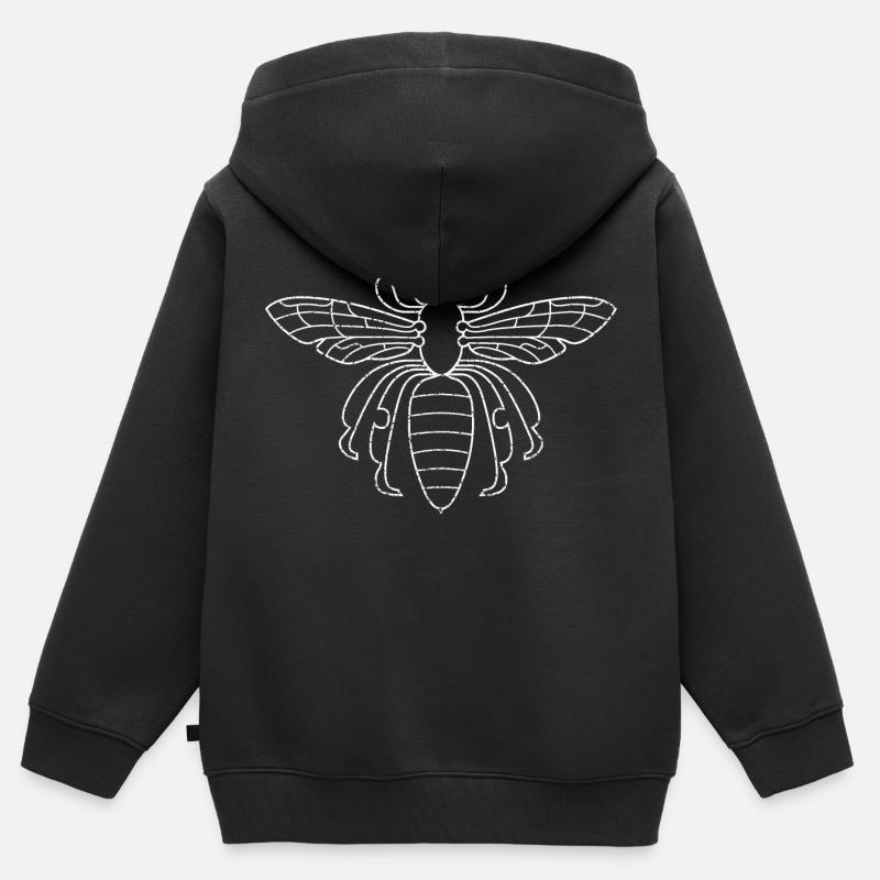Abeille - Sweat Premium à capuche zippé enfant bio - noir