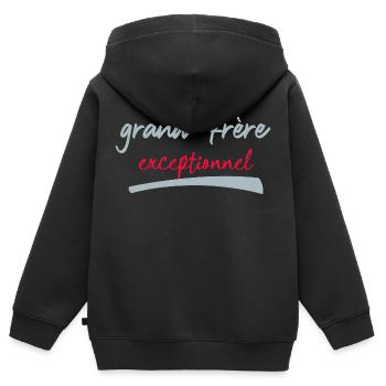 grand frère exceptionnel - Sweat Premium à capuche zippé enfant bio - noir - Dos - AI Model Kid Male (0cm)
