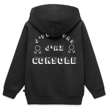 Console - Sweat Premium à capuche zippé enfant bio - noir - Dos - AI Model Kid Male (0cm)