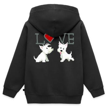 Saint-Valentin aimant les chiens - Sweat Premium à capuche zippé enfant bio - noir - Dos - AI Model Kid Male (0cm)