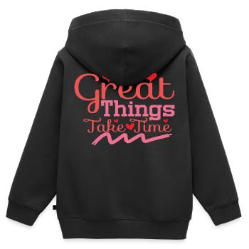 Great Things Take Time - Kinder Premium Organic Zip Hoodie - Schwarz - Hinten - AI Model Kid Male (0cm)