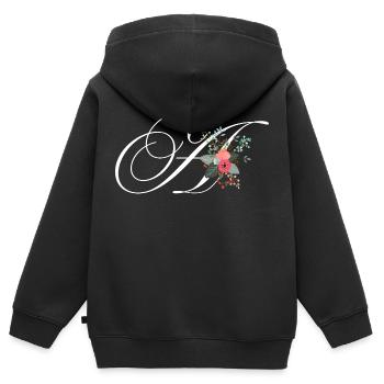 Brief an Blumen - Kinder Premium Organic Zip Hoodie - Schwarz - Hinten - AI Model Kid Male (0cm)