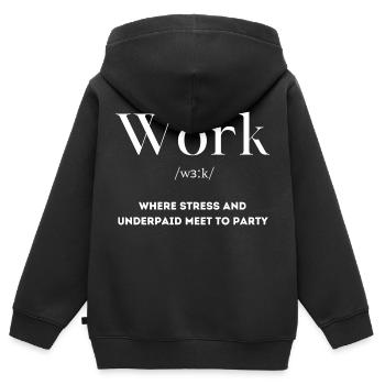 Work Definition - Kids Premium Organic Zip-up Hoodie - black - Back - AI Model Kid Male (0cm)