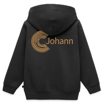 Pour Johann - Sweat Premium à capuche zippé enfant bio - noir - Dos - AI Model Kid Male (0cm)