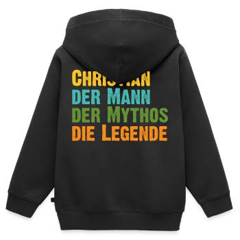 Christian der Mythos die Legende Vorname Christian - Kinder Premium Organic Zip Hoodie - Schwarz - Hinten - AI Model Kid Male (0cm)