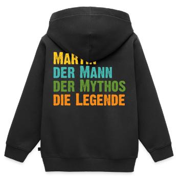 Martin der Mythos die Legende Vorname Martin - Kinder Premium Organic Zip Hoodie - Schwarz - Hinten - AI Model Kid Male (0cm)
