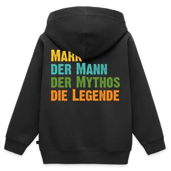 Mark der Mythos die Legende Vorname Mark - Kinder Premium Organic Zip Hoodie - Schwarz - Hinten - AI Model Kid Male (0cm)