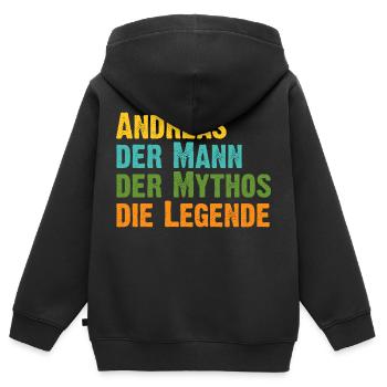 Andreas der Mythos die Legende Vorname Andreas - Kinder Premium Organic Zip Hoodie - Schwarz - Hinten - AI Model Kid Male (0cm)