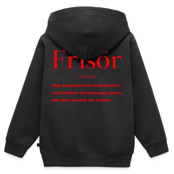 Frisör Definition - Kinder Premium Organic Zip Hoodie - Schwarz - Hinten - AI Model Kid Male (0cm)