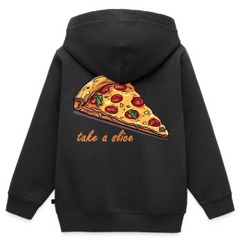 Liebe zur Pizza - Kinder Premium Organic Zip Hoodie - Schwarz - Hinten - AI Model Kid Male (0cm)
