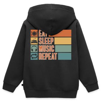 Dj Casque Chansons - Sweat Premium à capuche zippé enfant bio - noir - Dos - AI Model Kid Male (0cm)