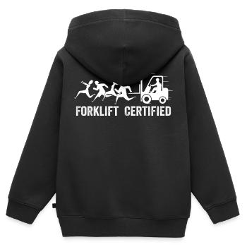 Forklift Certified - Truck Driver - Kids Premium Organic Zip-up Hoodie - black - Back - AI Model Kid Male (0cm)