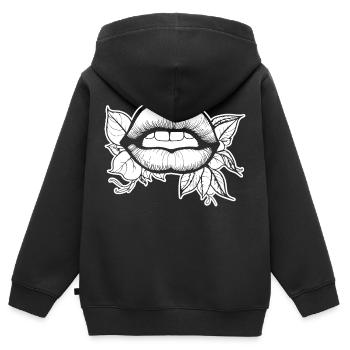 Lippen Mund Kussmund - Kinder Premium Organic Zip Hoodie - Schwarz - Hinten - AI Model Kid Male (0cm)