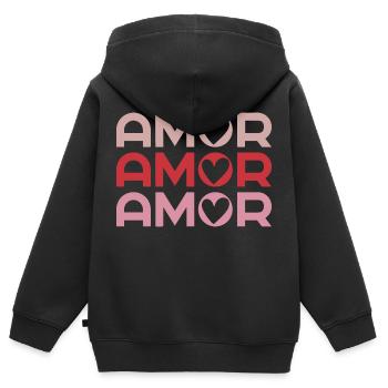 Amor Cute Valentine's Day - Kids Premium Organic Zip-up Hoodie - black - Back - AI Model Kid Male (0cm)