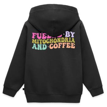 Fueled By Mitochondria And Coffee - Café - Kids Premium Organic Zip-up Hoodie - black - Back - AI Model Kid Male (0cm)