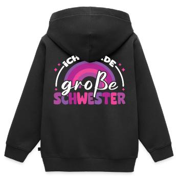 ich werde große schwester lila regenbogen - Kinder Premium Organic Zip Hoodie - Schwarz - Hinten - AI Model Kid Male (0cm)