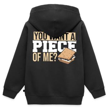 Drôle tu veux un morceau de moi Marshmallow Smore Cam - Sweat Premium à capuche zippé enfant bio - noir - Dos - AI Model Kid Male (0cm)